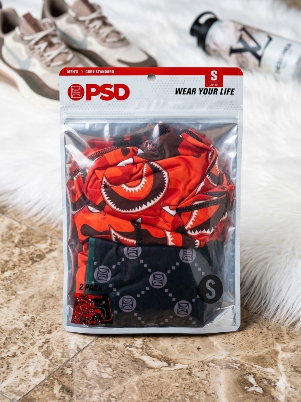 PSD Men's 2-Pack Boxer Briefs — Red Graphic & Black Logo